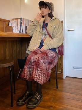 「アイテム（スウェット、ブルー系）」を使った、ぱるこさん（レディース・163cm）の冬コーディネート