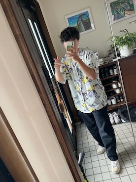 「ZARA（ザラ）のアイテム（シャツ/ブラウス、ブルー系）」を使った、 3708knさん（メンズ・173cm）の夏コーディネート