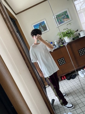 「Champion（チャンピオン）のアイテム（Tシャツ/カットソー、ホワイト系）」を使った、 3708knさん（メンズ・173cm）の夏コーディネート