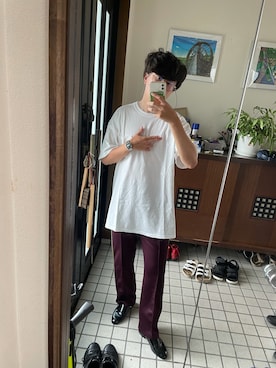 「comfort colors（コンフォートカラーズ）のアイテム（Tシャツ/カットソー、ホワイト系）」を使った、 3708knさん（メンズ・173cm）の夏コーディネート