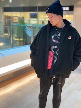 「FILA（フィラ）のアイテム（ブルゾン）」を使った、shotaさん（メンズ・170cm）の冬コーディネート