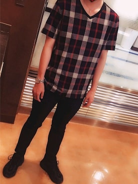 「BLACK LABEL CRESTBRIDGE」｜「アイテム（シューズ）」を使った、力也さん（メンズ・175cm）の夏コーディネート