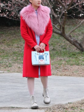 「アイテム（ステンカラーコート、レッド系）」を使った、yoooookoさん（レディース・170cm）の春コーディネート