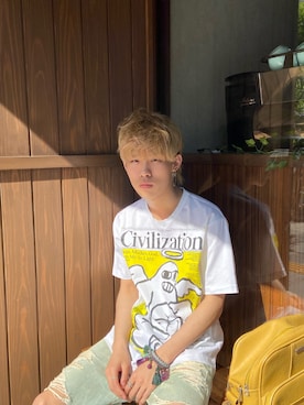「JUNYA WATANABE MAN（ジュンヤワタナベマン）のアイテム（Tシャツ/カットソー）」を使った、Kazumaさん（メンズ・172cm）の春コーディネート