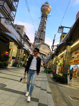 「＃デニム」｜「アイテム（ジャケット/アウター）」を使った、Tomoさん（メンズ・174cm）の秋コーディネート