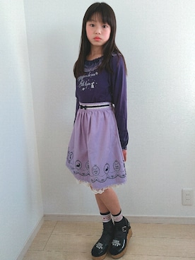 「axes femme（アクシーズファム）のアイテム（トップス）」を使った、ayuさん（キッズ・138cm）の春コーディネート