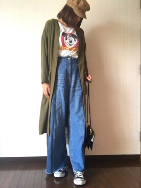 tanakaaa＝さんの「LE DENIM デニムカットオフワイドパンツ◆」を使ったコーディネート