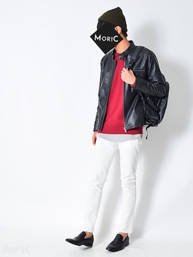 「markaware（マーカウェア）のアイテム（帽子）」を使った、MoriCさん（メンズ・181cm）の冬コーディネート
