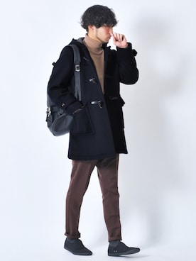 「STUDIOUS（ステュディオス）のアイテム（ダッフルコート）」を使った、MoriCさん（メンズ・181cm）の冬コーディネート