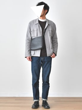 「URBAN RESEARCH（アーバンリサーチ）のアイテム（ミリタリージャケット）」を使った、MoriCさん（メンズ・181cm）の冬コーディネート