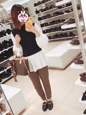「しまむら（シマムラ）のアイテム（トップス、ブラック系）」を使った、ゆちゃまま🐰💞さん（レディース・152cm）の秋コーディネート