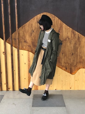 「NET（ネット）のアイテム（トレンチコート）」を使った、Yu Ann Chenさん（レディース・160cm）の春コーディネート
