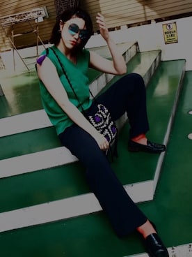 「原宿」｜「アイテム（ローファー）」を使った、cocoさん（レディース・170cm）の夏コーディネート