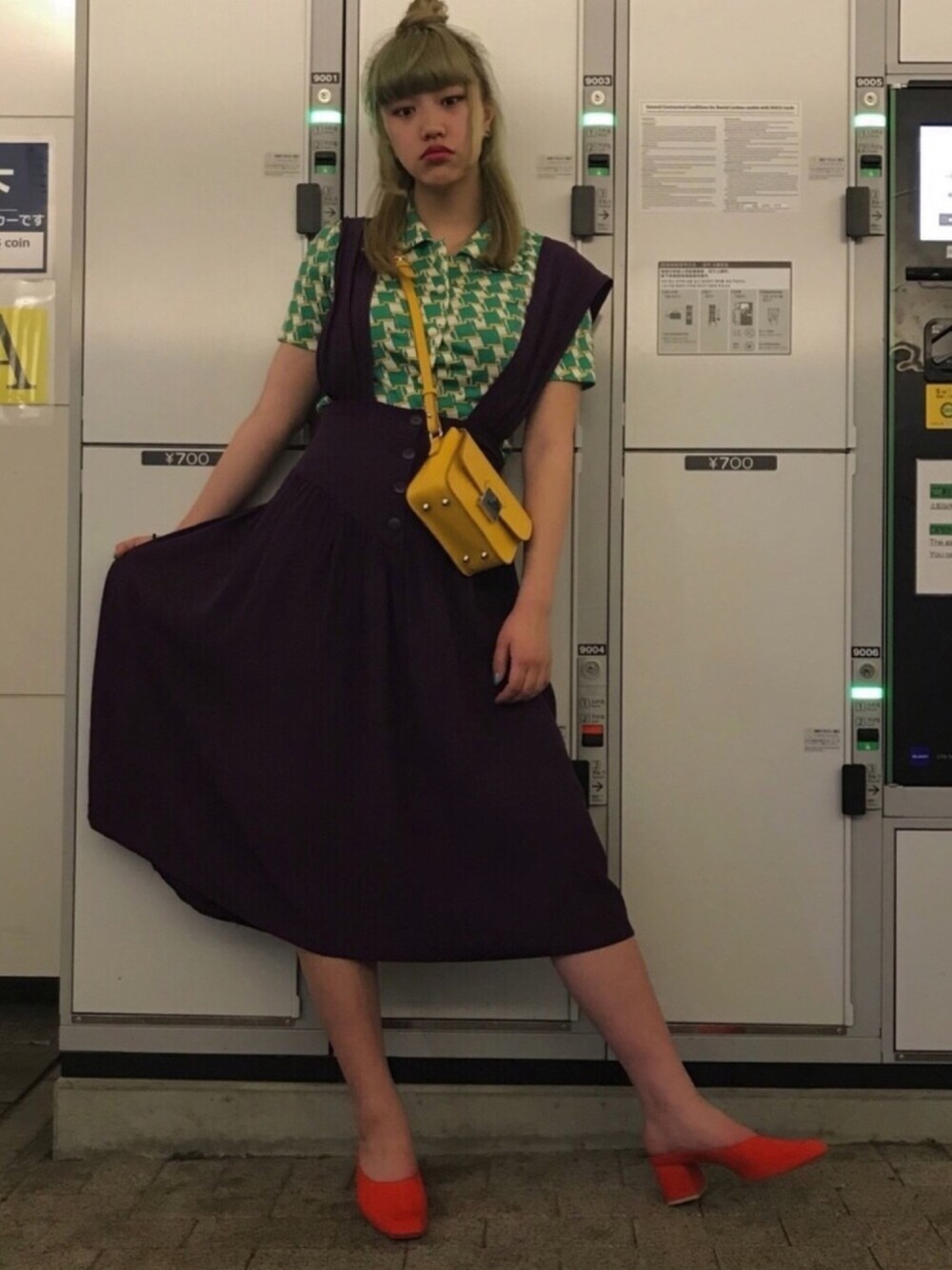 「RETRO GIRL、レトロ、used、古着、ZARA、LOWRYS FARM、河野悦子、相葉瑠奈、校閲ガール、2018マイベストコーデ」｜「LOWRYS FARMのアイテム（サンダル、オレンジ系）」を使った、cocoさん（レディース・170cm）の春コーディネートの1枚目の写真