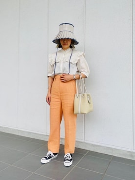 「RECOMMEND  ITEM STYLING」｜「アイテム（帽子）」を使った、Shizuka   Nakajimaさん（レディース・154cm）の夏コーディネート