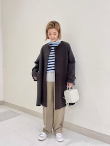 21aw Beauty & Youth メルトン ノーカラー フレアコート BEAUTY&YOUTH UNITED ARROWS（ビューティーアンドユースユナイテッド