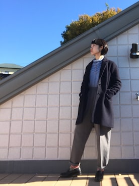 「グレースラックス」｜「アイテム（チェスターコート）」を使った、RiOさん（レディース・157cm）の秋コーディネート