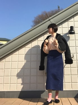 「ボリュームニット」｜「アイテム（ジャケット/アウター）」を使った、RiOさん（レディース・157cm）の冬コーディネート