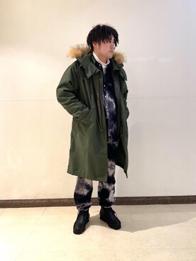 「MONKEY TIME（モンキータイム）のアイテム（モッズコート）」を使った、arisawa shunyaさん（メンズ・173cm）の冬コーディネート