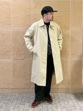「MONKEY TIME（モンキータイム）のアイテム（ステンカラーコート）」を使った、arisawa shunyaさん（メンズ・173cm）の秋コーディネート