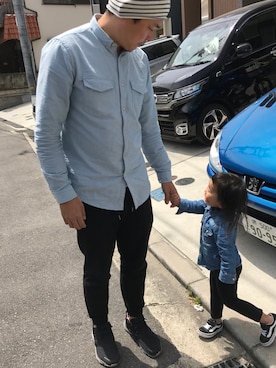 「親子でおそろい」｜「アイテム（ニットキャップ/ビーニー）」を使った、チエさん（レディース・161cm）の春コーディネート