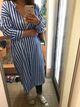 「GUワンピース」｜チエさん（レディース・161cm）の春コーディネート