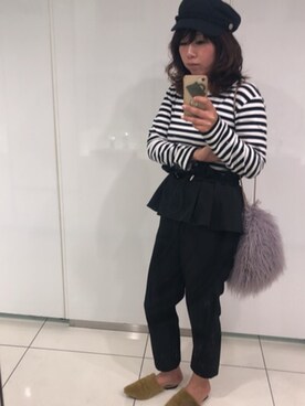 「アニエスベー」｜「アイテム（スリッポン）」を使った、チエさん（レディース・161cm）の秋コーディネート