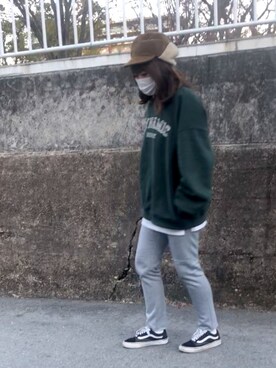 「Pilgrim Surf Supply（ピルグリムサーフサプライ）のアイテム（帽子）」を使った、チエさん（レディース・161cm）の冬コーディネート