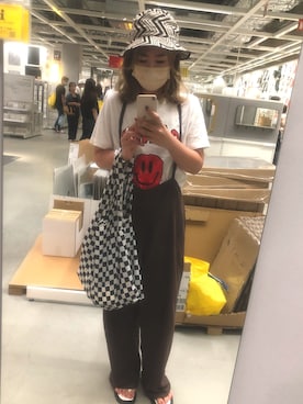「ニコちゃん」｜「アイテム（オールインワン・サロペット）」を使った、チエさん（レディース・161cm）の夏コーディネート