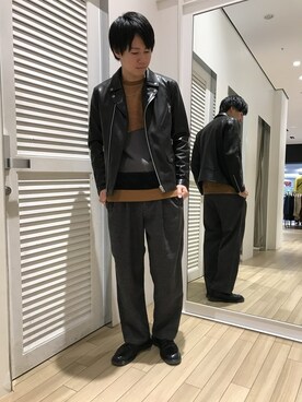 「RAGEBLUE（レイジブルー）のアイテム（ライダースジャケット）」を使った、大良【RAGEBLUE橿原】さん（メンズ・172cm）の秋コーディネート