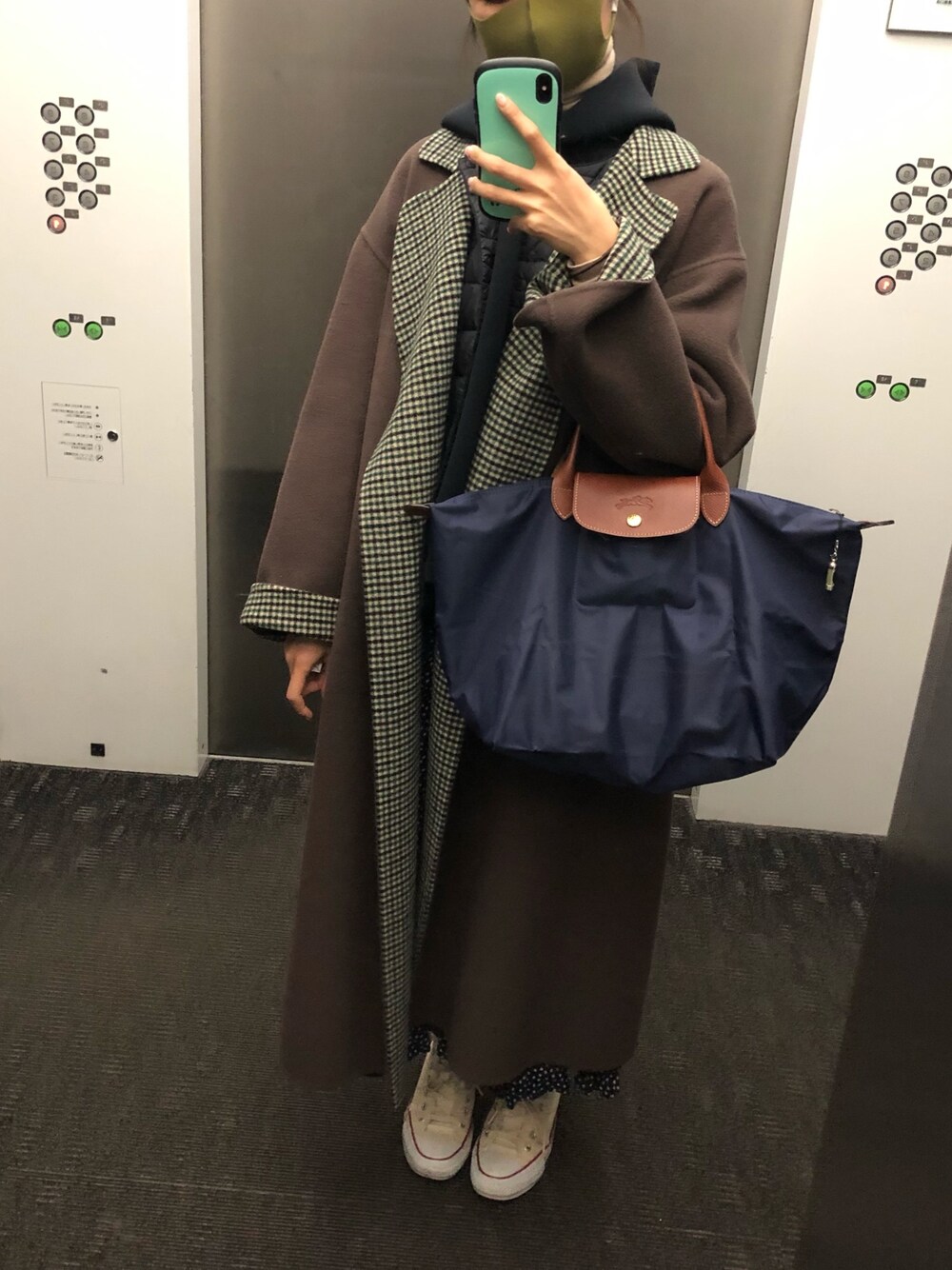 「LONGCHAMPの【LONGCHAMP】 ロンシャン LE PLIAGE 1623（ハンドバッグ、ブルー系）」を使った、senaさん（レディース・160cm）の冬コーディネートの1枚目の写真