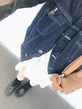「アベイル」｜「アイテム（デニムジャケット）」を使った、杏仁豆腐さん（レディース・154cm）の秋コーディネート