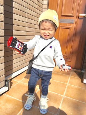 「RE/SP（アールイーエスピー）のアイテム（バッグ）」を使った、Ritoさん（キッズ・90cm）の秋コーディネート