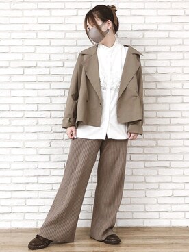 「MinoriTY（マイノリティ）のアイテム（セットアップ）」を使った、こはたんさん（レディース・161cm）の春コーディネート