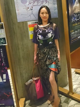 「mame（マメ）のアイテム（Tシャツ/カットソー）」を使った、makiko さん（レディース・158cm）の夏コーディネート