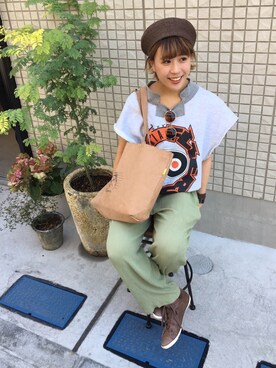 「Steven Alan（スティーブンアラン）のアイテム（ハンチング/ベレー帽）」を使った、yuinakatoさん（レディース・157cm）の夏コーディネート