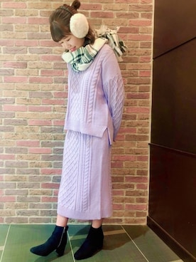 「ニットセットアップ」｜「アイテム（その他）」を使った、my7924さん（レディース・162cm）の冬コーディネート