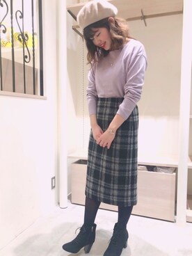 「Te chichi TERRASSE（テチチテラス）のアイテム（ハンチング/ベレー帽）」を使った、my7924さん（レディース・162cm）の冬コーディネート