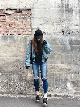 「adidas（アディダス）のアイテム（スウェット）」を使った、AYAさん（レディース・157cm）の冬コーディネート