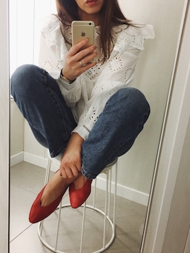 「ハイウエストストレートジーンズ」｜AYAさん（レディース・157cm）の冬コーディネート