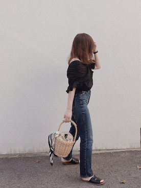 「ハイウエストストレートジーンズ」｜AYAさん（レディース・157cm）の春コーディネート