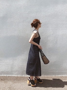 「MOUSSY（マウジー）のWOODEN SOLE SABOT（サンダル）」を使った、AYAさん（レディース・157cm）の春コーディネート