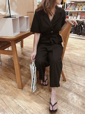 「LVEU.（ラブユ.）のアイテム（オールインワン・サロペット）」を使った、AYAさん（レディース・157cm）の夏コーディネート