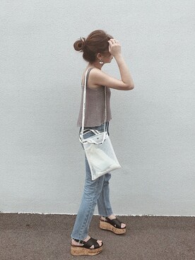 「Vicente（ヴィセンテ）のアイテム（タンクトップ）」を使った、AYAさん（レディース・158cm）の夏コーディネート