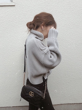 「MOUSSY（マウジー）のHW Rebirth L/BLACK SKINNY（デニムパンツ）」を使った、AYAさん（レディース・158cm）の秋コーディネート