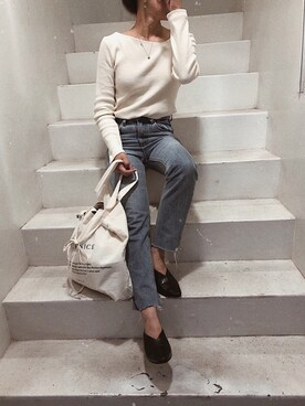 「piu comoda（ピュコモダ）の(piu comoda)wedge mule（パンプス）」を使った、AYAさん（レディース・158cm）の秋コーディネート