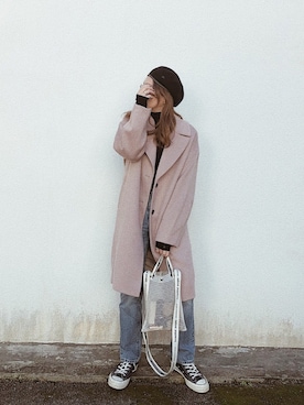 「ハイウエストストレートジーンズ」｜AYAさん（レディース・158cm）の冬コーディネート