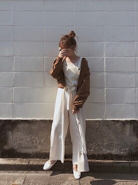 「ZARA（ザラ）のアイテム（サロペット/オーバーオール）」を使った、AYAさん（レディース・158cm）の夏コーディネート