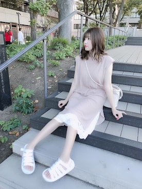 「GRL（グレイル）のアイテム（ワンピース/ドレス、ピンク系）」を使った、natsumiさん（レディース・161cm）の秋コーディネート