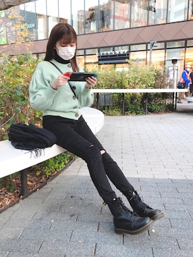 「SNIDEL（スナイデル）のアイテム（ニット/セーター、グリーン系）」を使った、natsumiさん（レディース・161cm）の秋コーディネート